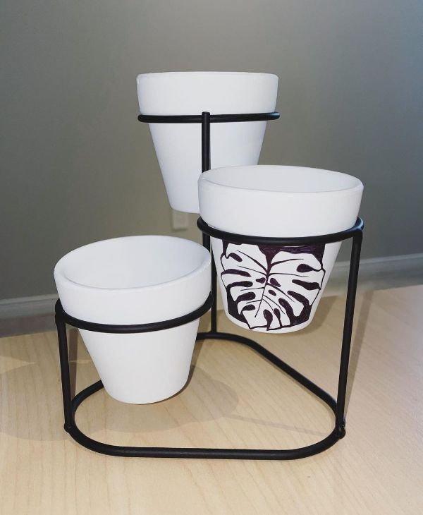 Monstera Glazed Ceramic Pots